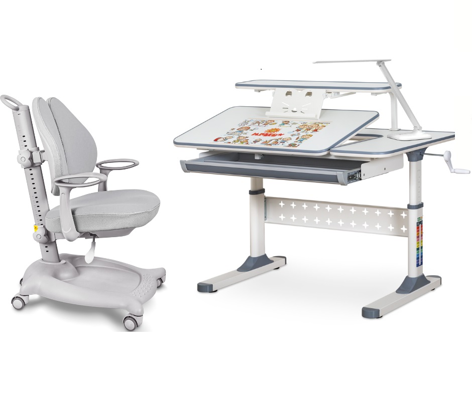Парта трансформер Ergokids TH-320 и кресло ErgoKids Y-404 с подлокотниками Парта трансформер Ergokids TH-320 и кресло ErgoKids Y-404 с подлокотниками