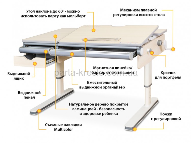 Школьная парта Mealux Montreal Multicolour Lite BD-670 и кресло ErgoKids  Y-404