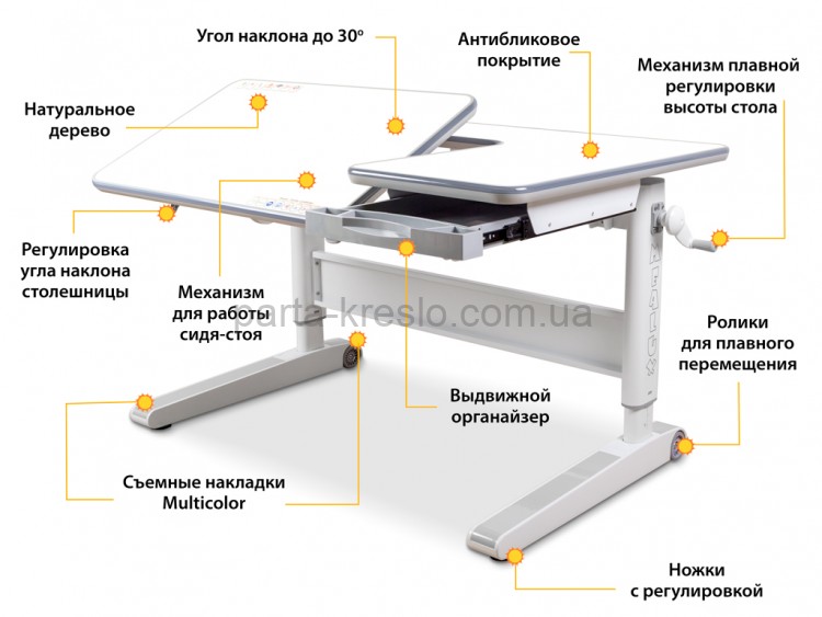 Школьная парта Mealux RichWood Multicolor и кресло Cambridge Y-410