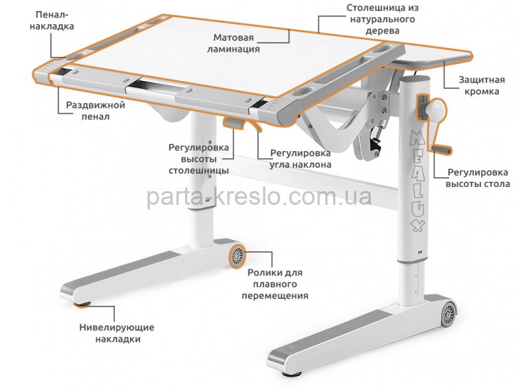 Стол для работы и учебы стоя Mealux Ergowood M Multicolor BD-800 Energy  и кресло Onyx 